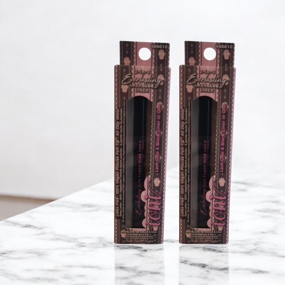 2 IONI BLACK LASH GLUE 2 IN 1 LINER Precise Felt Tip Pen Long Wear